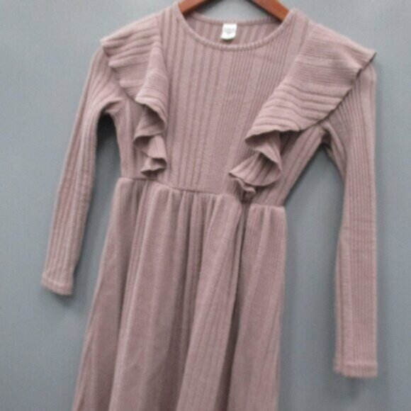 Girls Dress Size 8 Y Light Burgundy Round Neck Long Sleeve Dress Outfit - Picture 5 of 9